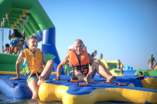 istock Old senior having fun in Water Park 1408114087