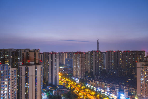 istock Modern residential buildings at night and dusk 1408119844