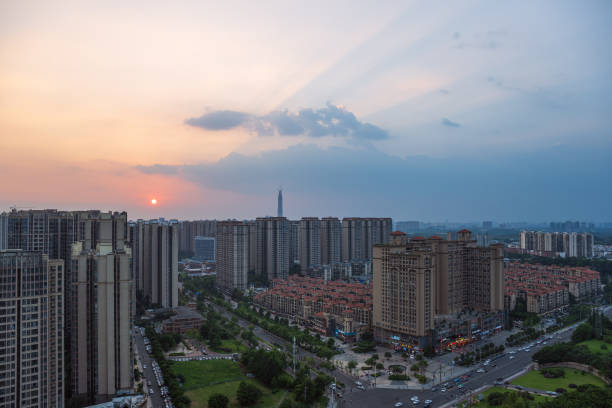 istock Modern residential buildings at night and dusk 1408120763