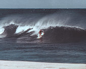 istock Surfers in Hawaii, positive Film scanned, Honolulu, USA 1408122520