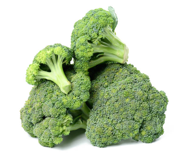 istock Bunch of fresh green cabbage broccoli isolated on white background 1408123371