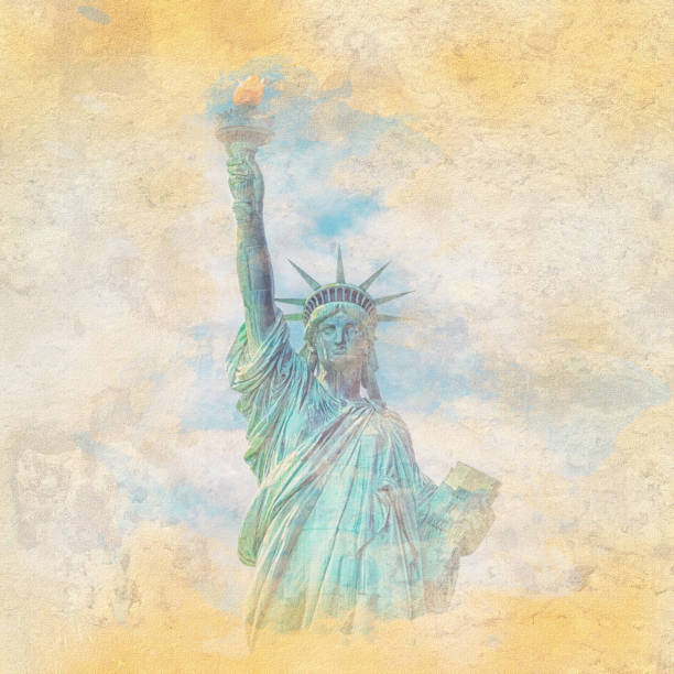 Statue of Liberty in New York City - Watercolor effect illustration
