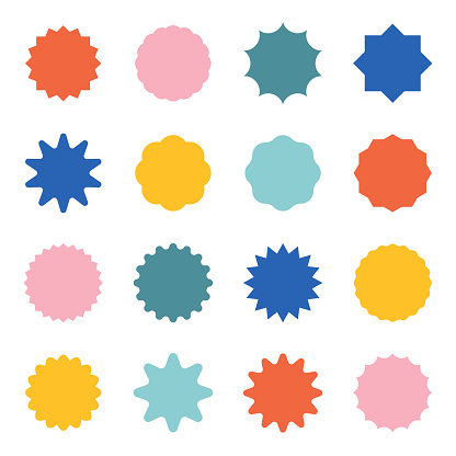 Starburst & Seal Geometric Shape Set  — Color Asset Pack