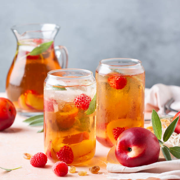 istock Peach raspberry iced tea, summer refreshing drink, beverage, cocktail 1408127977