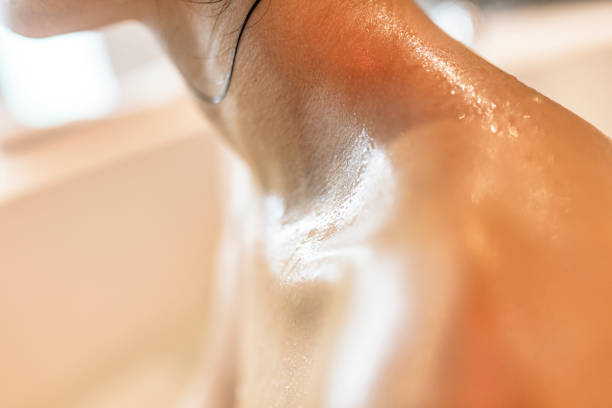 wet body after showering