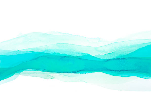istock Turquoise spot watercolor background - abstract ocean and waves 1408134510
