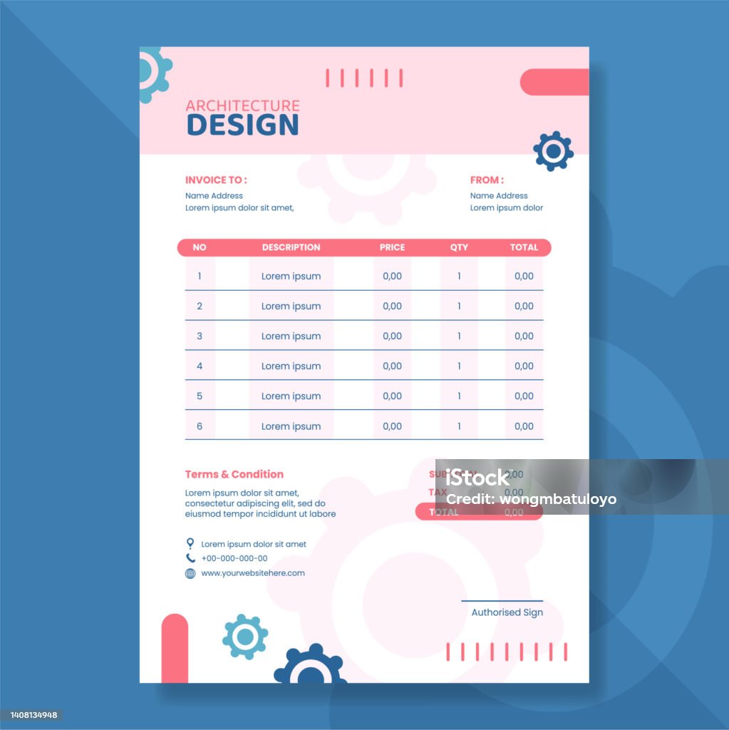 Arsitek Atau Engineer Invoice Template Ilustrasi Vektor Latar Belakang Arsitek Atau Engineer Invoice Template Ilustrasi Vektor Latar Belakang