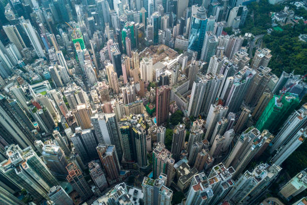 Top down view of a metropolis stock photo