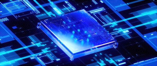 istock 3D rendering of cyberpunk AI. Circuit board. Technology background. Central Computer Processors CPU and GPU concept. Motherboard digital chip. Tech science background. 1408143055