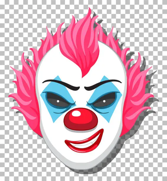 Vector illustration of Scary clown head on grid background