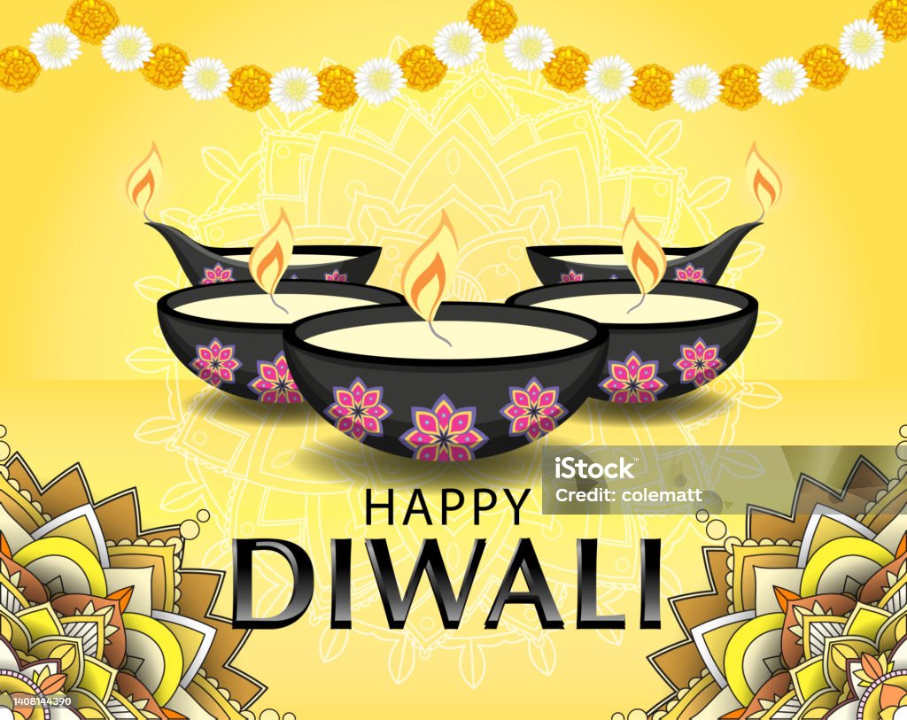 Happy Diwali Festival Of Lights Poster Stock Illustration ...