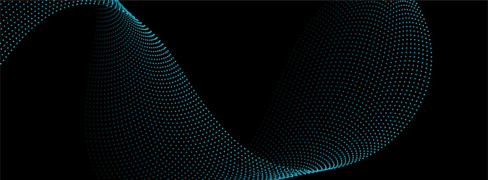 Sci-fi abstract blue background with dotted curved wavy lines. Technology futuristic vector design