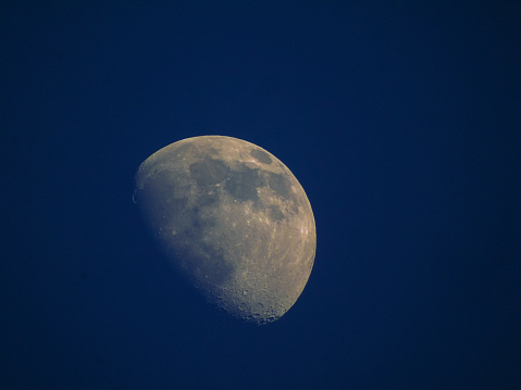 The moon captured during its half-moon phase.