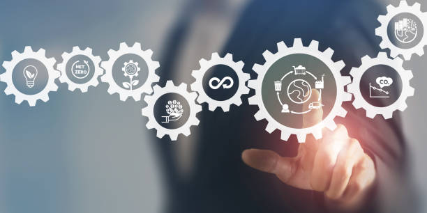 istock Growing sustainability. LCA-Life cycle assessment concept. Assessing environmental impacts associated on value chain product. Carbon footprint evaluation. ISO LCA standard, aim to limit climate change 1408153938