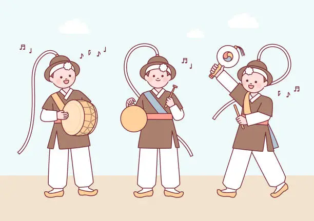 Vector illustration of Korea traditional band