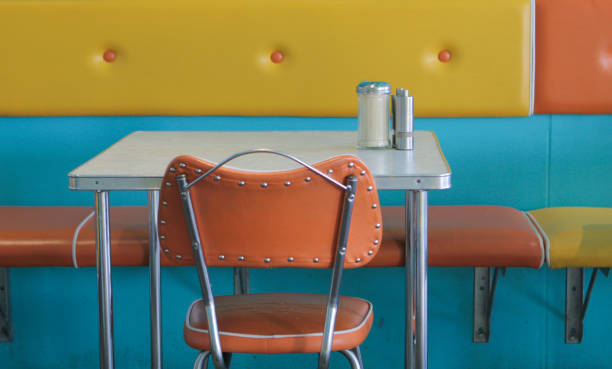 istock Colourful Chairs and Tables at a Diner 1408158305