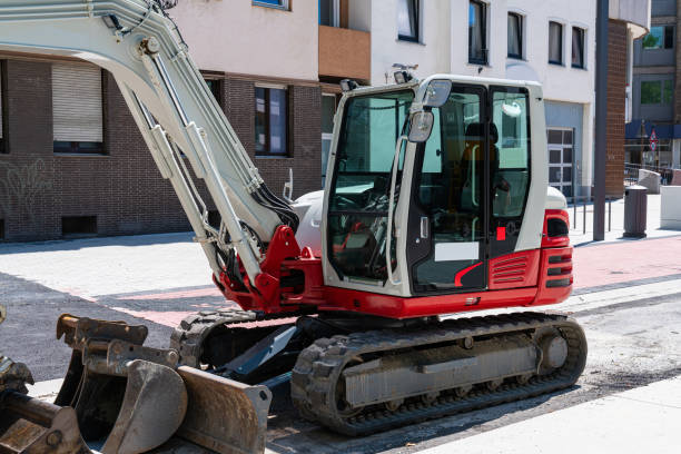 istock Cabin of an excavator without a driver at a construction site. 1408160293