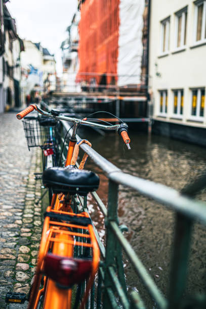 Large group of bicycles in a multi level bicycle parking rack at Zwolle train station in Holland.