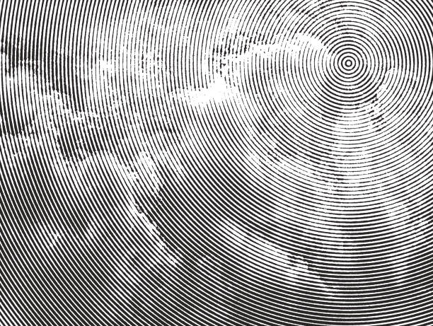 Scratchboard Illustration of storm clouds vector art illustration