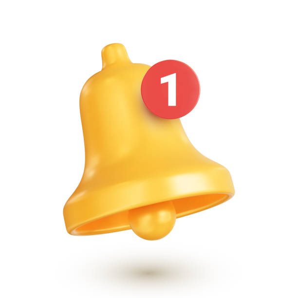 istock Notification bell icon with notification counter. Realistic golden bell, concept of a new message notification in social media, instant messengers or email. 3d vector illustration on white background 1408165013