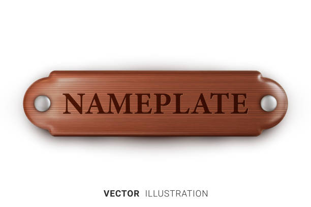 istock Realistic wooden nameplate. Retro style, wood texture. 3D vector illustration isolated on white background 1408165029