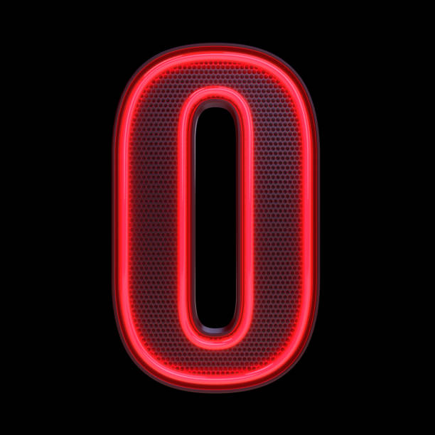 3D rendered, illuminated, glowing yellow neon number one on purple background.