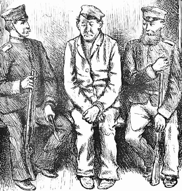 istock Free ticket. Prisoner between two police officers in the train 1408167549