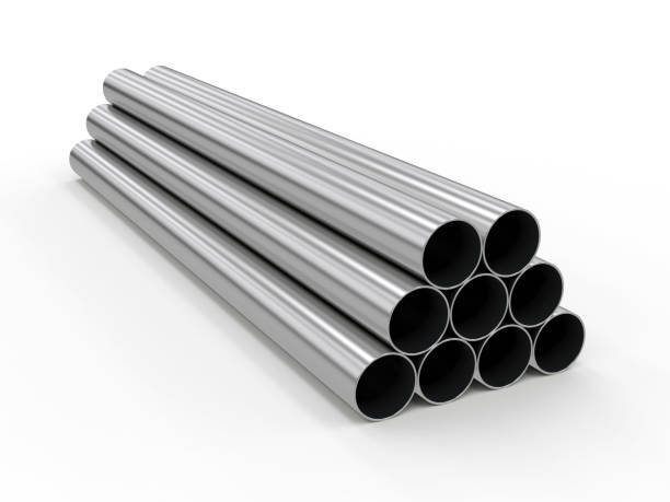 metallrohr, 3d-rendering - shiny pipe metal tube stock-fotos und bilder