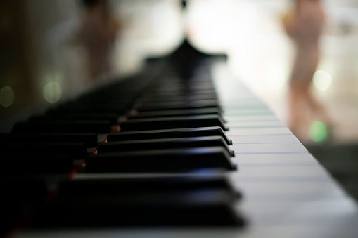 Textured piano keys close-up