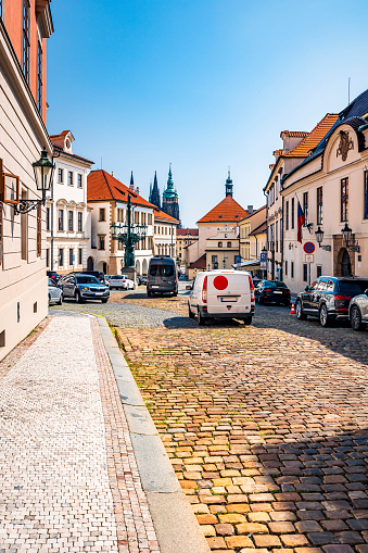 Loretanska Street. Czech Republic, Prague, Stare Mesto, end of july 2021.