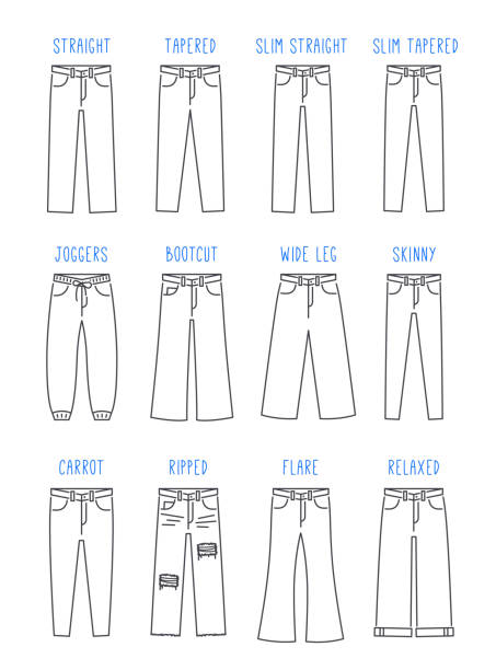Jeans Jean Pants Fit Types Line Icons Stock Illustration Download Image Now - Denim, Fashion, Jeans - iStock