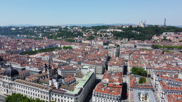 Aerial view of downtown Lyon France