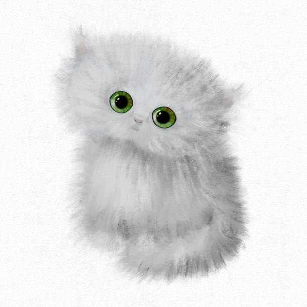 istock A hand-drawn watercolor Persian kitten sitting on a white background. Cute cartoon fluffy British cat. 1408178274