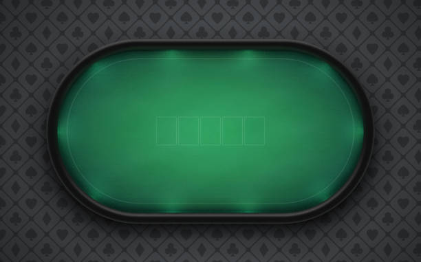 Poker table with realistic black leather frame. Made of green dense fabric with illuminated borders. Eps10 vector poker wallpaper background stock illustrations