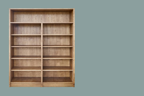 istock Wooden bookcase made of toned ash veneered MDF 1408184545