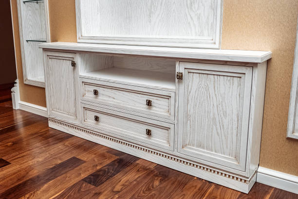 istock Built-in chest of drawers from solid ash in light enamel 1408184659