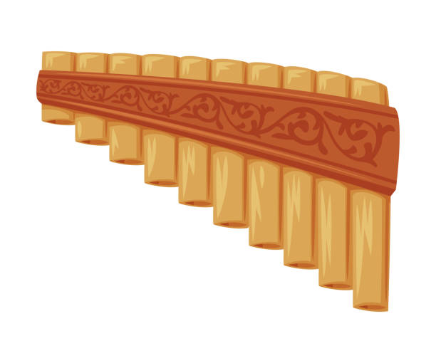 drewniana panpipe jako rumunia tradycyjny symbol i obiekt wektorowa ilustracja - syringe stock illustrations