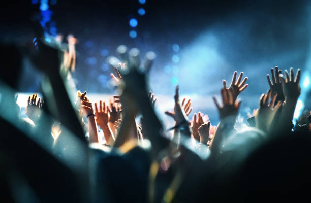 rave sylwetki strony. - popular music concert crowd nightclub stage zdjęcia i obrazy z banku zdjęć