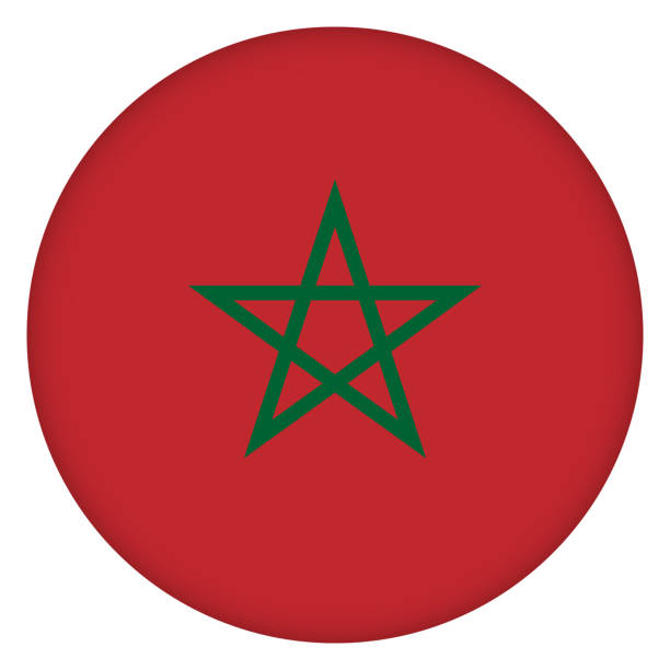 istock Glass light ball with flag of Morocco. Round sphere, template icon. Moroccan national symbol. Glossy realistic ball, 3D abstract vector illustration highlighted on a white background. Big bubble 1408185225