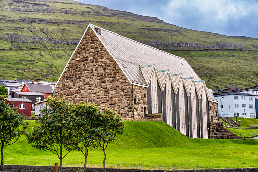 Klaksvik, Faroe Islands - June, 2022: Christian's Lutheran Church in Faroe Islands
