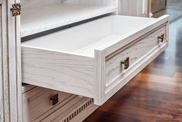 istock Built-in chest of drawers from solid ash in light enamel 1408187066