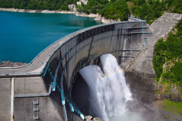 istock Water discharge from Kurobe Dam 1408189810