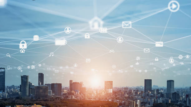 istock Smart city and communication network concept. 5G. IoT (Internet of Things). Telecommunication. 1408190460