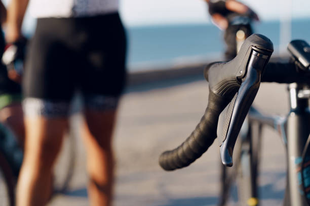 istock Close up of a bicycle handlebar with brake lever 1408190765