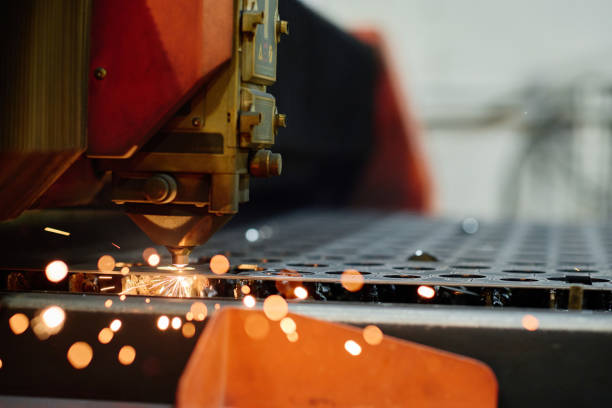 istock Cutting machine working with metal details 1408191177