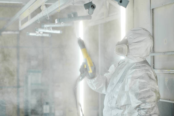 istock Worker in protective suit painting details 1408191300