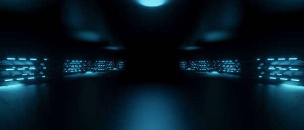 istock Abstract Future Modern Simple Underground Realistic Light Glowing On Cement Concrete Dark Room Hangar Parking Car Showroom Tiled Floor Background Light Blue Turquoise Background Wallpaper 3D Render 1408192537