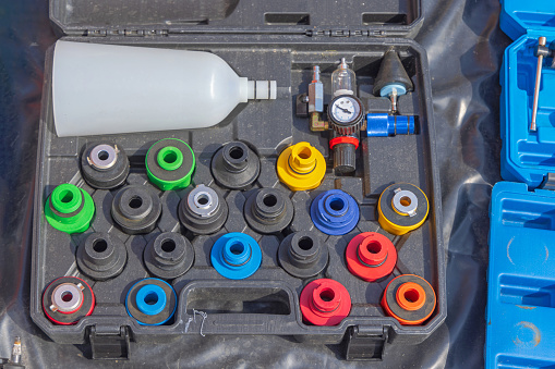 Paint Spray Gun With Colour Coded Nozzles Set in Box