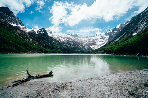 Laguna Esmeralda, Emerald lake near Ushuaia, Patagonia - Argentina. Tierra del Fuego province.