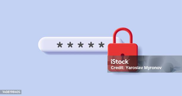 Password Frame Password Field With Red Padlock 3d Digital Illustration Stock ...